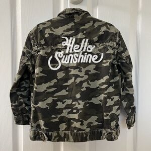 Gymboree Hello Sunshine Embroidered Camo Utility Jacket Girls Size Small 5-6